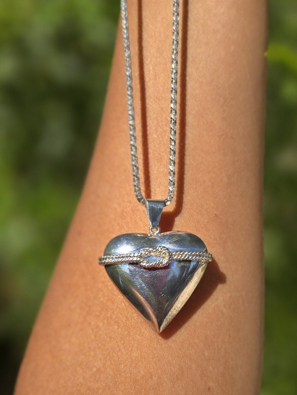 Absolutely gorgeous solid 925 sterling silver Italy designer puffy heart rope